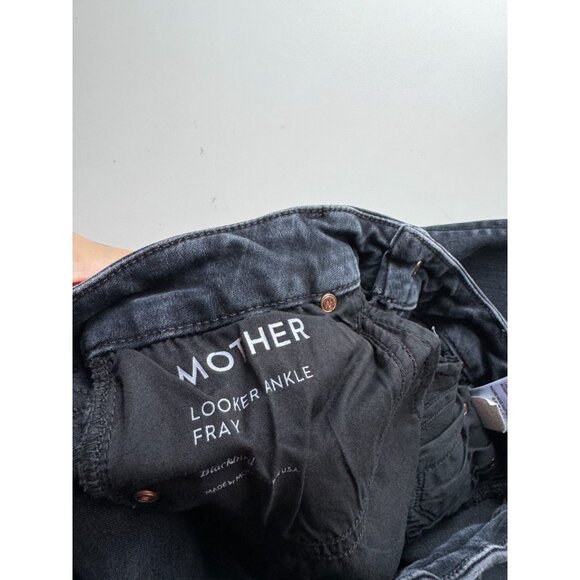 MOTHER The Looker Ankle Fray Blackbird Cropped Mid Rise Skinny Jeans, Size 27 - Picture 14 of 16